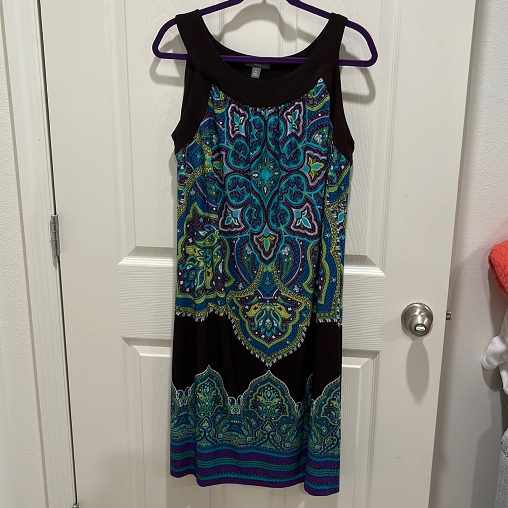 Apt. 9 Black and Blue Patterned Midi Dress